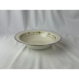 Noritake Christina 7056 Round Serving Bowl Ivory China Floral Silver Trim